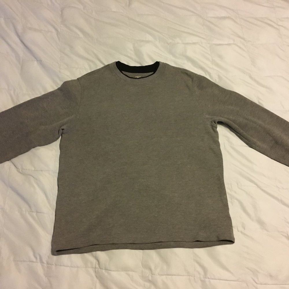 Faded Glory LS Crewneck Shirt - L, Heather Gray